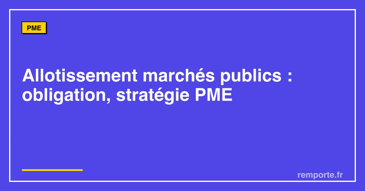 Allotissement marchés publics obligation stratégie PME lots candidature