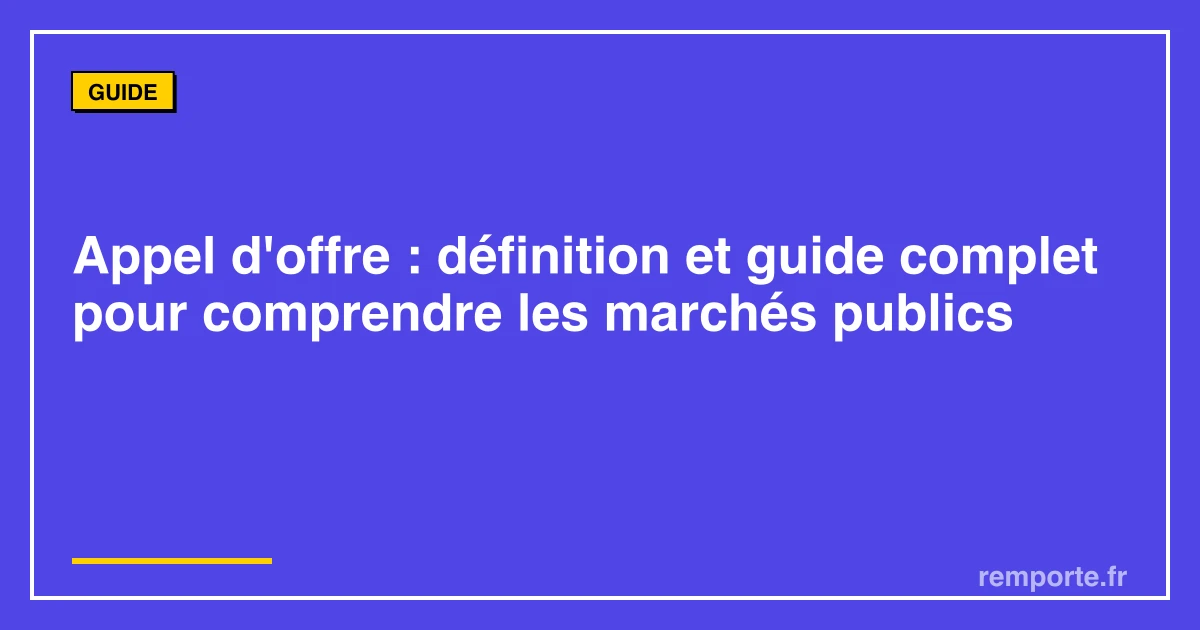 Guide complet définition appel d'offres marchés publics France