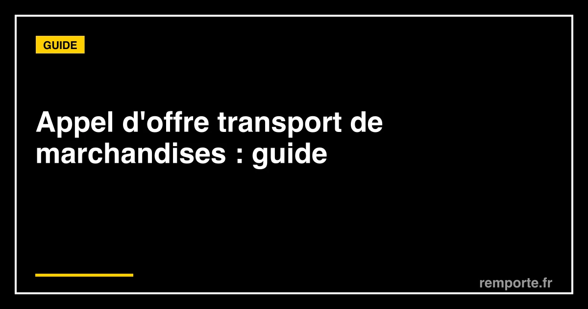 Guide appel d'offre transport marchandises répondre marchés publics