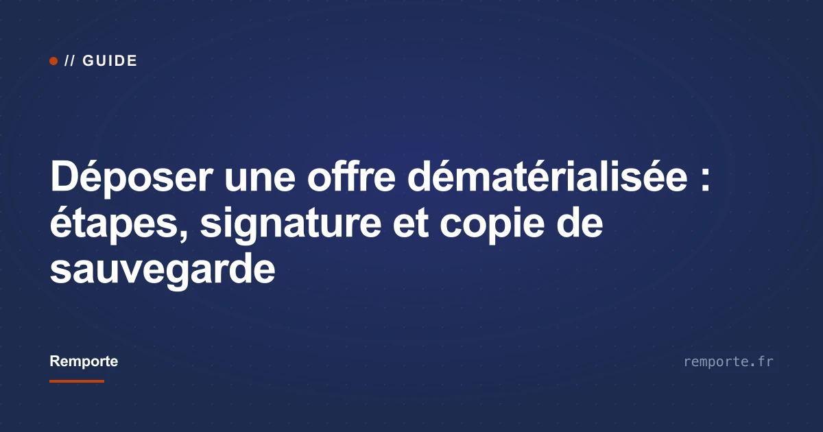 Dépôt d'une offre dématérialisée sur une plateforme de marché public