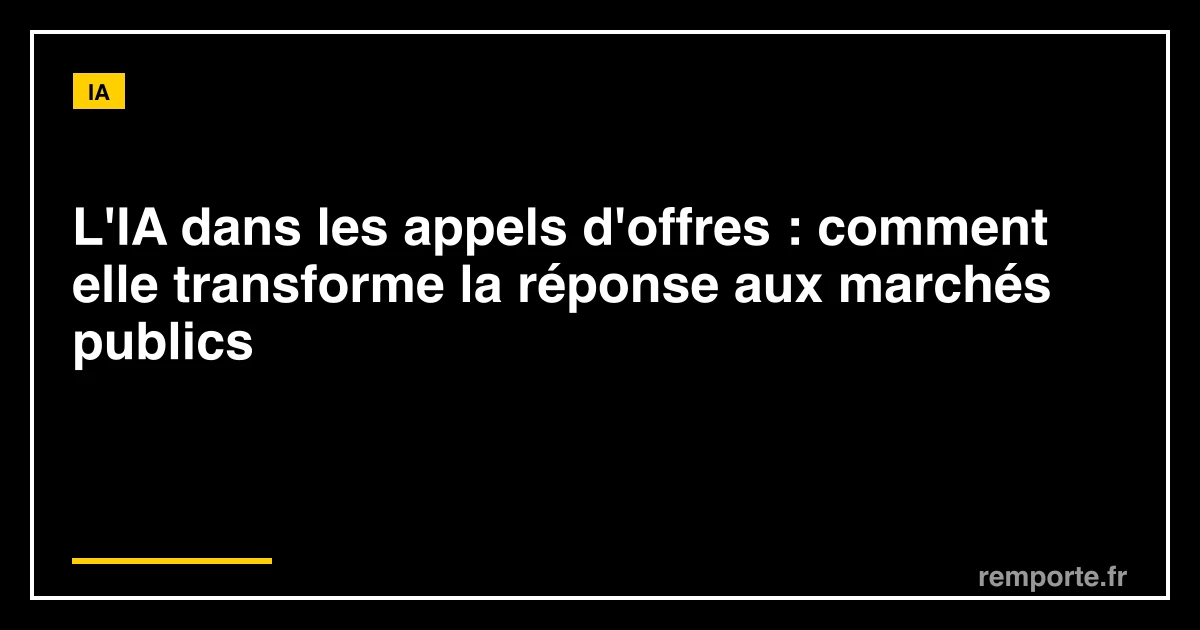 IA intelligence artificielle appels d'offres marchés publics