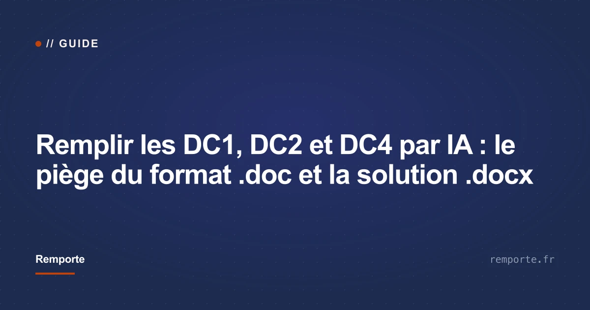Remplir les formulaires DC1 DC2 DC4 par IA au format docx