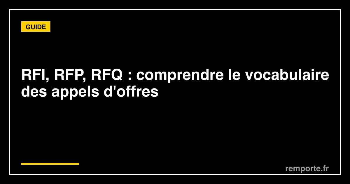 Guide vocabulaire appels d'offres internationaux RFI RFP RFQ définitions et équivalences